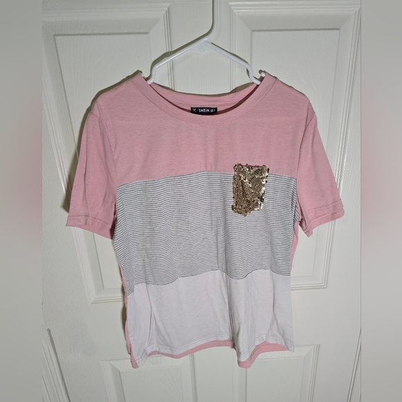 SHEIN Tops - Shein Womens Glitter Sequin Pocket Tee XL